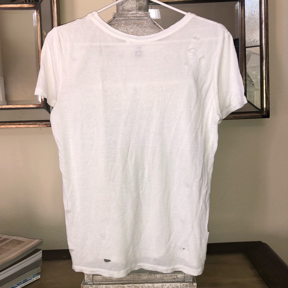 PacSun White Tee with Cut Out Holes